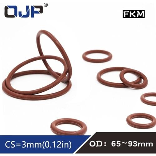 2PCS Fluorine rubber Ring Brown FKM O ring Seal OD65/70/77/80/93*3mm Rubber O-Ring Seal Oil resistance Ring Fuel Gaskets Washer