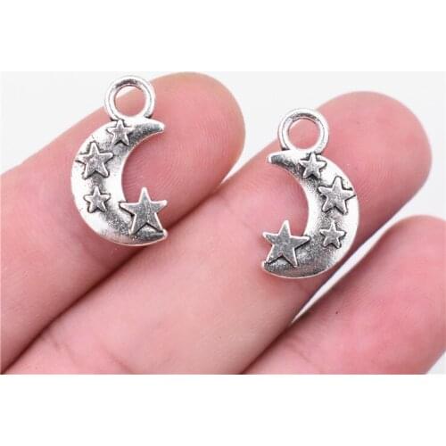 20pcs 21x13mm Antique Silver Plated Moon Charms Pendant DIY Handmade Jewelry Accessories-D1-18