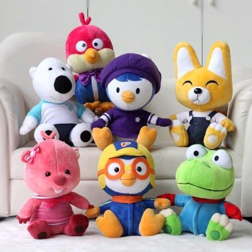 7pcs/lot Penguin Birds Bear Fox Plush Toy 23cm Cute Little Petty Eddy Crong Loopy Poby Harry Plush Soft Stuffed Toys for Kids G