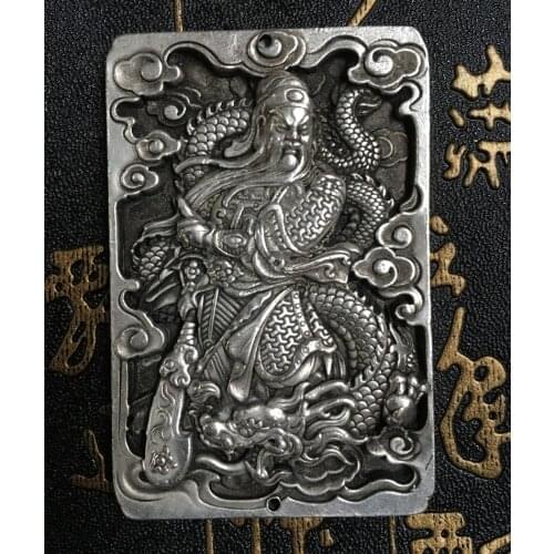 70*45mm Chinese Tibetan Silver Block Sword Weapons Statue Of God Home Decoration Gift Thangka Netsuke Home Decor Gift Statue