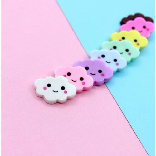 20pcs Resin Kawaii Parts Diy Smile Face Colorful Clouds Headwear Craft Cabochon Scrapbooking For Embellishments Decoration