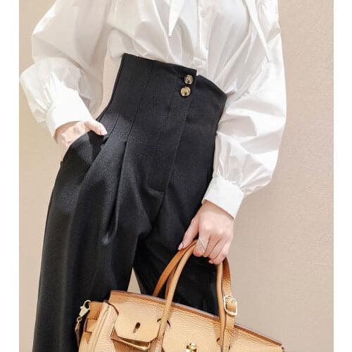 2021 Za New Casual Female High-waisted Harem Pants Elegant Office Women Workwear Formal Slim All-match Suit Trouser Pantalons