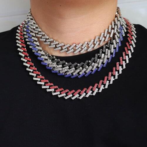 D&Z 15mm Hip Hop Iced Out Bling Zircon Miami Cuban Link Chain Necklaces For Mens Fashion Jewelry 1 Set Drop Shipping