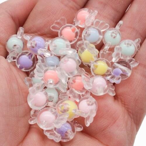 CHONGAI 50Pcs Acrylic Lovely Candy Beads Rainbow Spring Color Beads For Jewelry Making DIY Necklace Crafts Beads Accessories