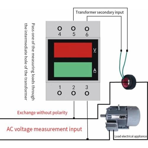 Din Rail LED AC80-300V 200-450V 0-100.0A voltmeter ammeter display active power power factor time Energy meter witch extra CT
