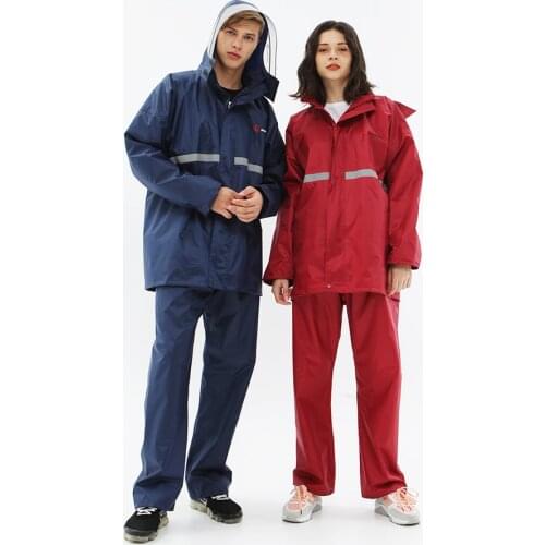 Adults Blue Adult Raincoat Pants Set Pattern Outdoor Red Travel Rain Coat Hiking Camping Fishing Rainwear Rain Gear Suit Y029