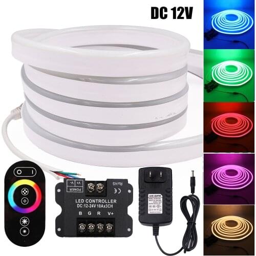 DC 12V RGB Neon Strip Set Waterproof Indoor Outdoor Home Decoration Flexible Tape Ribbon 5050 RGB LED Strip Light