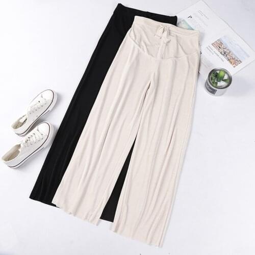 622# 2021 Summer Thin Maternity Pants Wide Leg Loose Straight Pants Clothes for Pregnant Women Adjustable Belly Casual Pregnancy