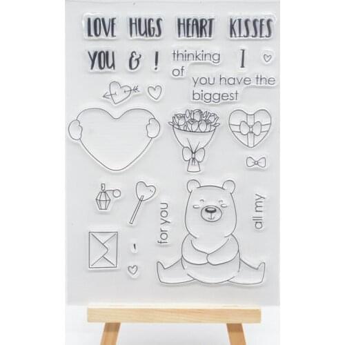 Love Hugs Kisses Rubber Clear Stamp for Card Making Decoration and Scrampbooking Happy birthday Clear stamp