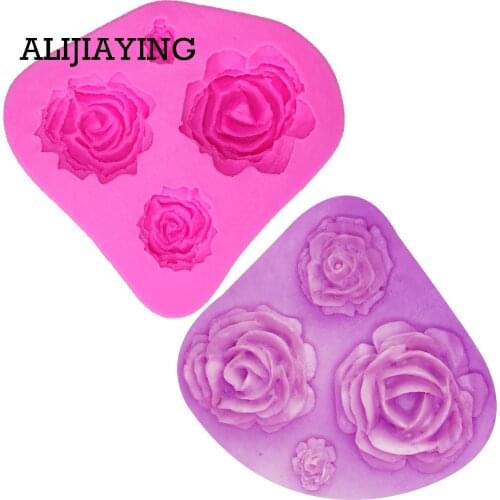 M0116 3D Rose Flower Silicone Mold Fondant Cake Decorating Chocolate Cookie Polymer Clay Resin Baking Molds For Cake