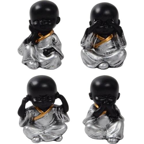 Kung Fu Resin Small Buddha Statue Monk Figurine Tea Pet Ornaments - Style04