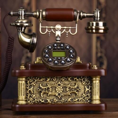 Fashion vintage telephone Solid wood antique landline Fixed telephone