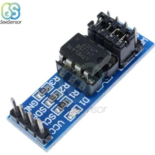 AT24C256 Interface EEPROM Memory Module 24C256 I2C IIC 8P Chip Power Supply Indicator Pull up Resistor Direct Jumper Setting