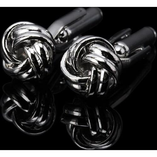WN Formal Silvery Twist Knot Cufflinks for Mens Suits Buttons Geometric Wedding Cufflinks French Grooms Shirt Brand Cuff Links