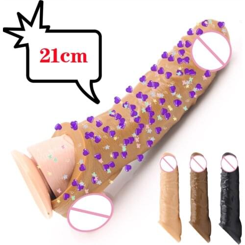 Reusable Penis Extender Sleeve 21Cm Elasticity Enlargement Cock Ring Delay Ejaculation Sex Toys for Men Intimate Goods Sex Shop