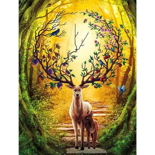 Digital Forest Sika Deer 40x50CM Painting By Numbers Animals On Canvas Pictures By Numbers Home Decoration DIY Minimalism Style
