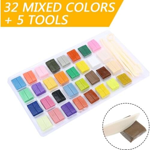 32Pcs Polymer Clay Kit Colorful Block Polymer Modeling Clay With Tools DIY Craft Toys Children Educational Air Dry Polymer Gift
