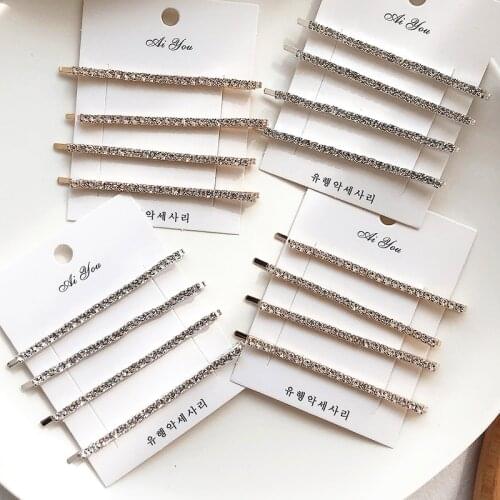 Hairpin Set Shiny Rhinestones Hair Clip for Women Girl Side Word Folder Bangs Hair Clip Headwear Barrette Hair Accessories