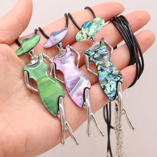 Natural Shell Beauty Girl Cute Elegant Pendant Necklace Sweater Chain Crafts Birthday Anniversary Gift Party for Girl Wife