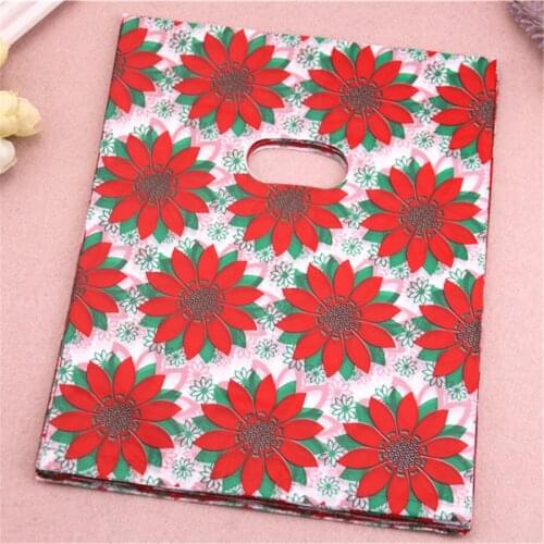 Wholesale 100pcs/lot 20*25cm Lovely Plastic Packaging Bags With Sunflower Shopping Wrapping Favor Party Gift Packing