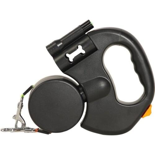 Pet Dual Double Head Leash Automatic Retractable Traction Rope with Light Tractor Outdoor Walking Dog Chain Pet Accessories