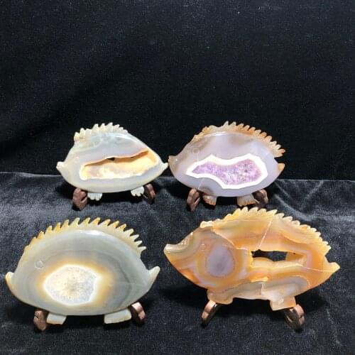 Natural Agate Druzy Hedgehogs Feng Shui Chakra Healing Reiki Quartz Stone Home Decoration Stone Handicraft Decoration Carvings