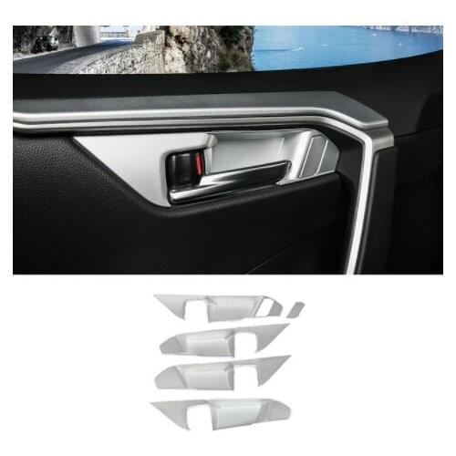 For Toyota RAV4 2019 2020 2021 RAV 4 XA50 ABS Carbon Fiber Car Inner Door Bowl Trim Frame Decorative Cover Interior Accessories
