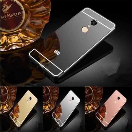 Luxury Rose Gold Mirror Cases For Xiaomi Redmi NOTE 4 Alumimum Metal Frame shell Back Cover for Redmi NOTE 4X