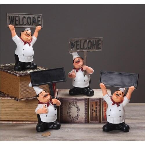 Creative Hair Chef Statue Kitchen Mini Chef Pictures Cake Shop Restaurant Ambachten Modern Home Decor Accessories Office