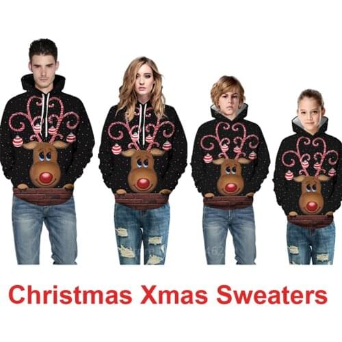 Family Look 2021 News Christmas Sweaters Deer Cartoon Mommy and Me Clothes Plus Size Baby Girl Boy Family Matching Clothes Xmas