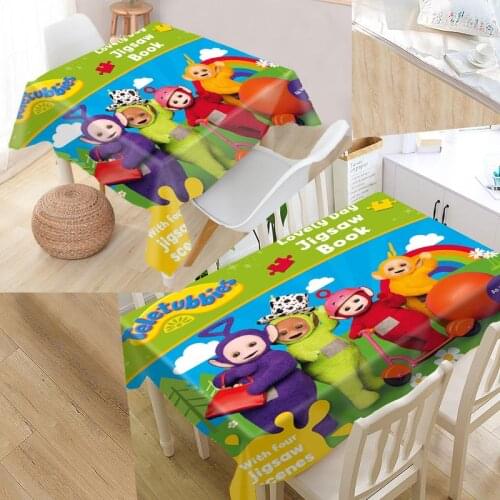 Teletubbies Cartoon Custom Table Cloth Oxford Print Rectangular Waterproof Oilproof Table Cover Square Wedding Tablecloth