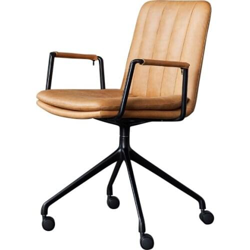 Modern Furniture Living Room Chair Luxury Leather Pulley Backrest Armrest Computer Chair Minimalist Home Study Office Chair
