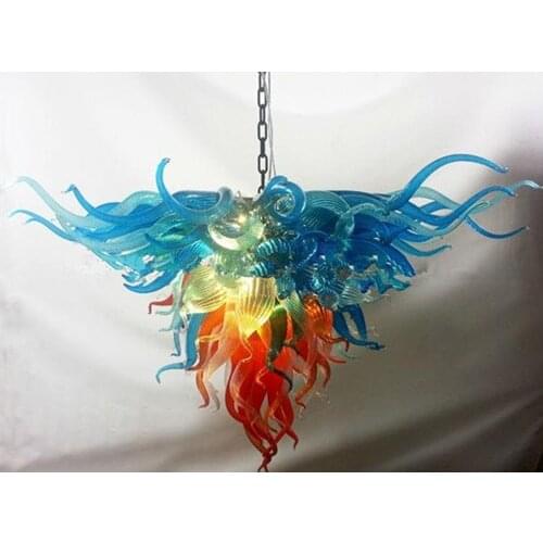 Modern Rainbow Hand Blown Glass Chandelier with LED Bulbs