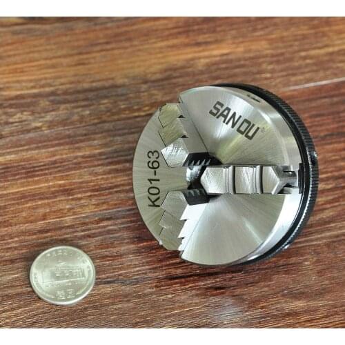 63 hand tight three-jaw self-centering chuck, k01-63, self-made DIY lathe front and back claws