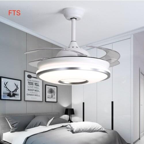 Stealth fan light dimming silver remote control led ceiling fan for living room simple fashion smart modern bedroom fan light