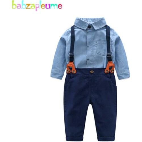 2Piece Spring Autumn Wear Newborn Baby Clothes Boys Rompers Long Sleeve Cotton Bodysuit+Overalls Pants Kids Clothing Sets BC1750