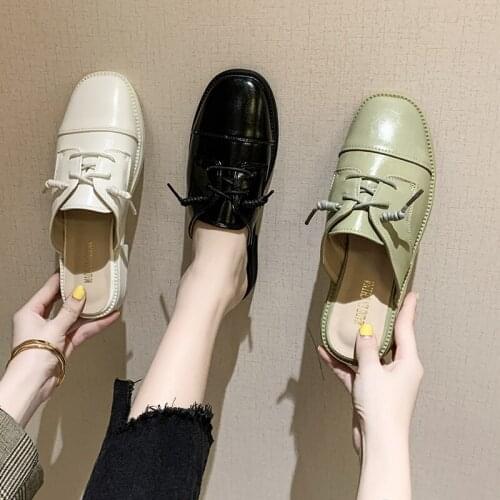 Womens slippers spring new Fashion high quality PU lace half drag one pedal sweet fresh elegant platform womens shoes U30-03