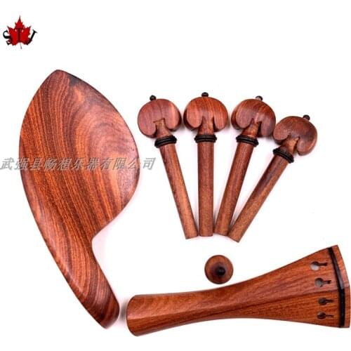 4 Sets Quality 4/4 WENGE WOOD Violin parts including Chin rest tail piece & pegs end pin