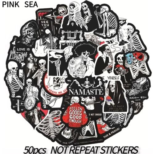 10/30/50Pcs/set Black Red Gothic Skull Love Style Stickers For Laptop Luggage Guitar Phone Skaterboard Toys Decal Stickers