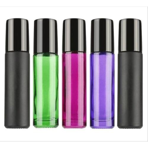 10ml Solid Color Glass Roll On Oil Bottle with Stainless Steel Beads 100pcs/lot