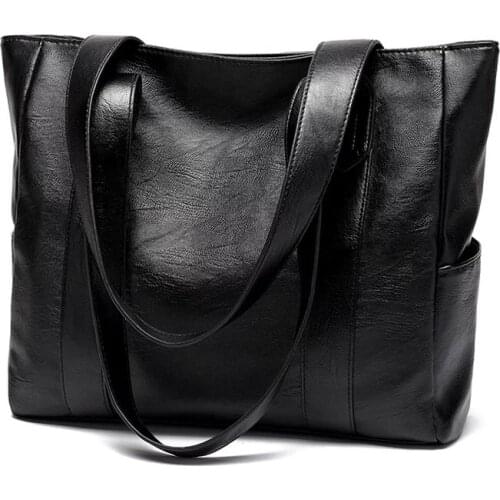 2020 Best Option Women Handbags Large Capacity Retro Stitching Shoulder Bags PU Big Bag Popular for Girls