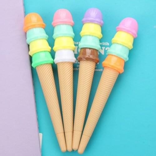 24PCS Korean Students Stationery Cute Creative Personality Four Layers of Ice Cream Black Gel Pens Office Accessories
