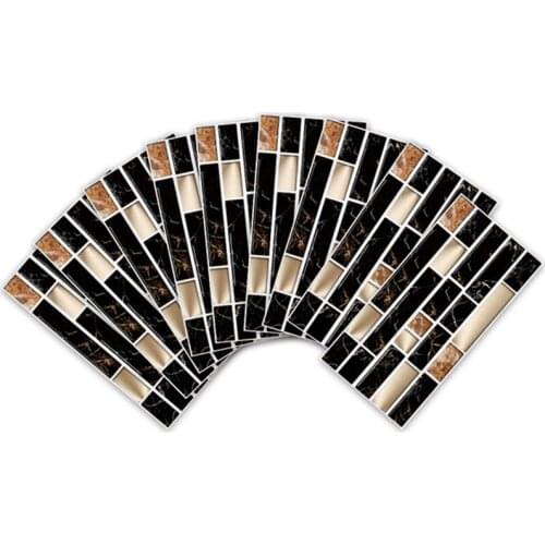 27Pcs Kitchen Tile Stickers Bathroom Gold Metallic Black Marble Sticker Self-Adhesive Wall Tile Decor