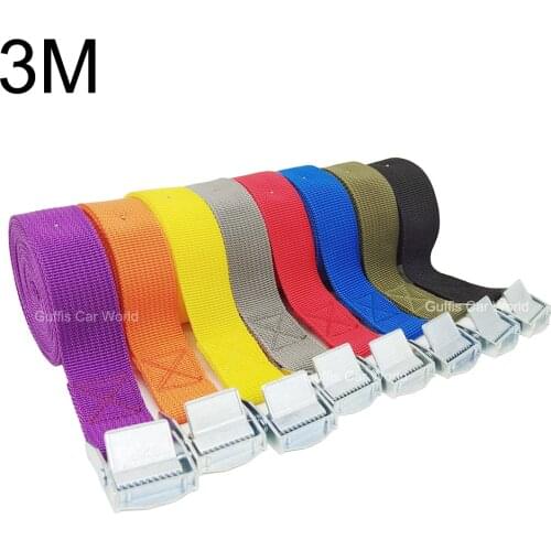 3M Cargo Straps With Buckle Tie-Down Belt for Motorcycle Car Bicycle Metal Tow Rope Strong Ratchet Fixing Belt for Luggage Bag