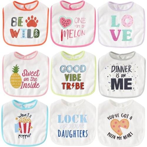 Kiddiezoom 5Pcs Baby Bibs Cartoon Print Newborn Boy Cotton Stuff Toddler Girl Clothes Accessories Cute