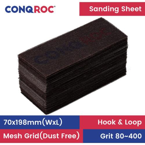 50 Pieces 198x70mm Mesh Grip Pads Dust Free Mesh Sanding Pads Grid Line Sand Paper Hook Loop Dry Sanding High Quality