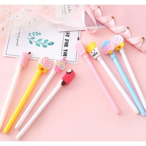 60PCS Korean Creative Cute Food Gel Pens Cartoon Personality Student Stationery Fun Signature Pen 0.5mm Black