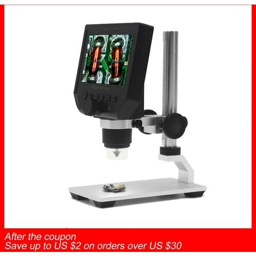 600X 4.3" LCD Display Microscope Zoom 3.6MP Portable LED Digital Video Microscope With Aluminum Alloy Stent for BGA Reballing