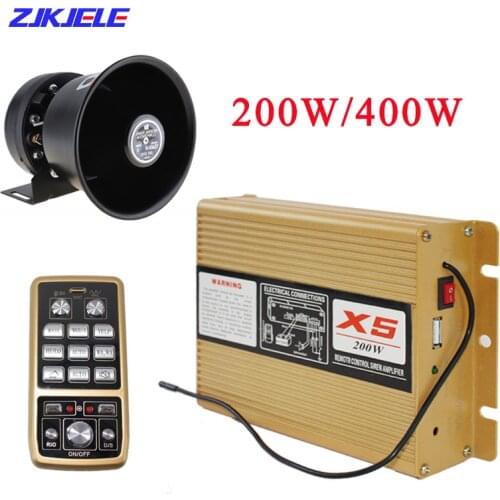 200W Car Truck Warning Alarm Police Siren Megaphone Horn Ambulance Emergency Electronic Speaker System Wireless Remote Control
