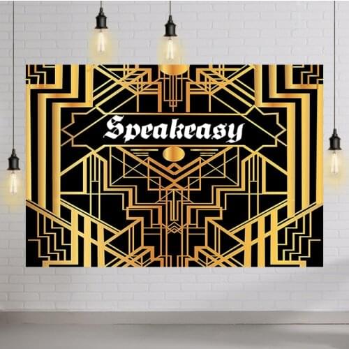 Great Gatsby Theme Birthday Party Photography Background Black Golden Line Customize Birthday Party Decor Backdrops Banner